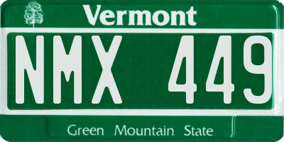 VT license plate NMX449