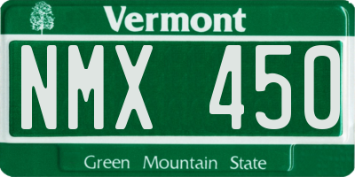 VT license plate NMX450