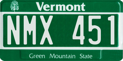 VT license plate NMX451