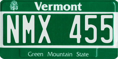 VT license plate NMX455