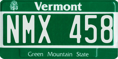 VT license plate NMX458