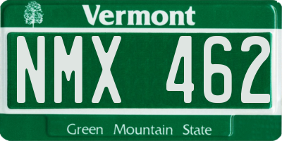 VT license plate NMX462