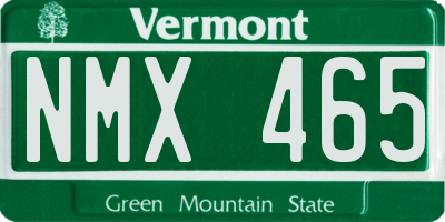 VT license plate NMX465