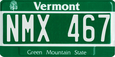 VT license plate NMX467