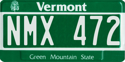 VT license plate NMX472