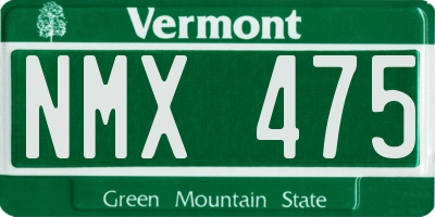 VT license plate NMX475