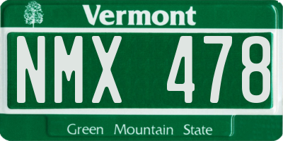 VT license plate NMX478