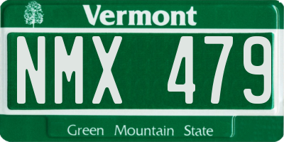 VT license plate NMX479