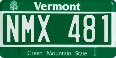 VT license plate NMX481