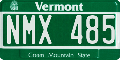 VT license plate NMX485