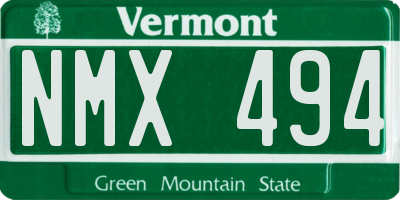 VT license plate NMX494