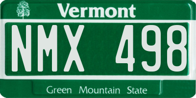 VT license plate NMX498