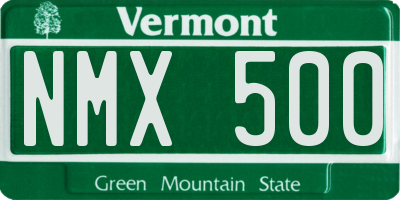 VT license plate NMX500