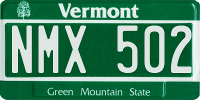 VT license plate NMX502