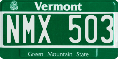 VT license plate NMX503