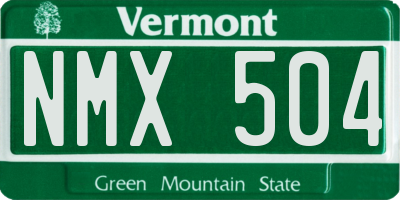 VT license plate NMX504
