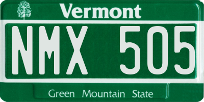 VT license plate NMX505