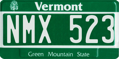 VT license plate NMX523