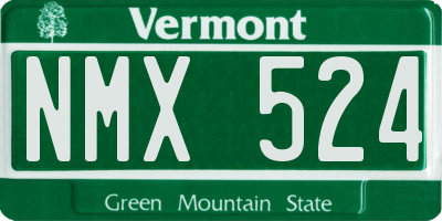 VT license plate NMX524