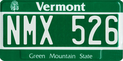 VT license plate NMX526