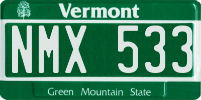 VT license plate NMX533