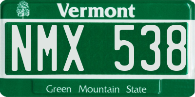 VT license plate NMX538
