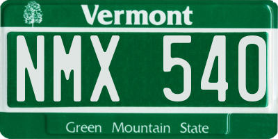 VT license plate NMX540