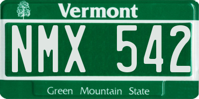 VT license plate NMX542