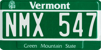 VT license plate NMX547
