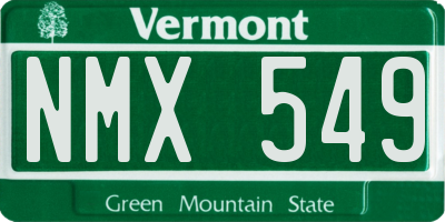 VT license plate NMX549