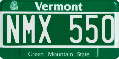 VT license plate NMX550
