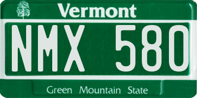 VT license plate NMX580