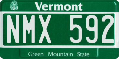 VT license plate NMX592