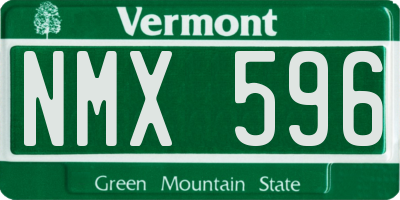 VT license plate NMX596