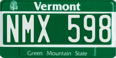 VT license plate NMX598