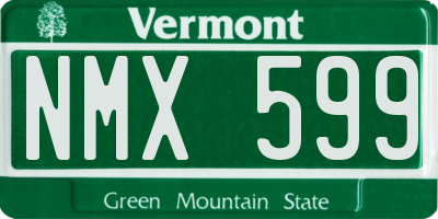 VT license plate NMX599