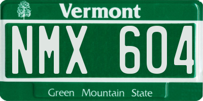 VT license plate NMX604