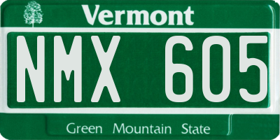 VT license plate NMX605