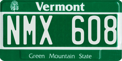 VT license plate NMX608