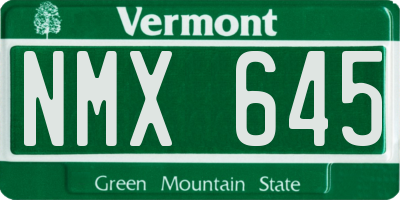 VT license plate NMX645