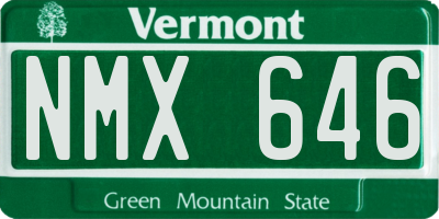 VT license plate NMX646