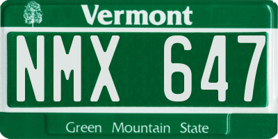 VT license plate NMX647