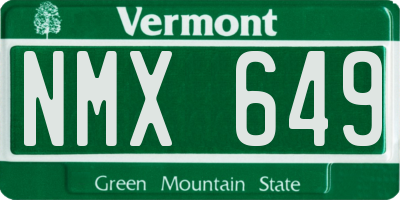 VT license plate NMX649