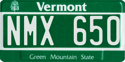VT license plate NMX650