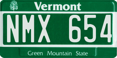 VT license plate NMX654