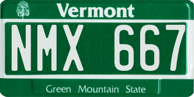 VT license plate NMX667