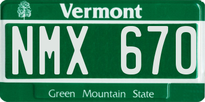 VT license plate NMX670