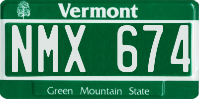 VT license plate NMX674