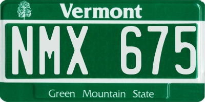 VT license plate NMX675