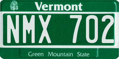 VT license plate NMX702